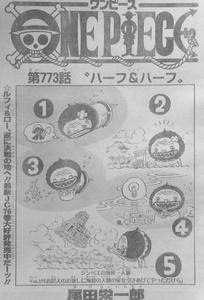One Piece 第773話 おまえ 何ベンディッシュ 凸凹コンビの勝利 戦場に咲く花 ニコロビン ハーフ ハーフ トルトルの漫画発表会
