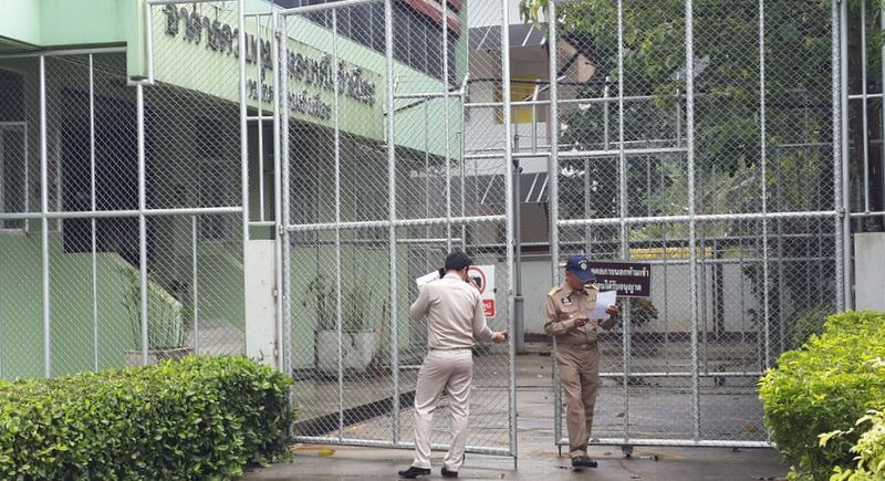 An officer exits the Phang Nga Immigration centre detention block. Photo: Eakkapop Thongtub