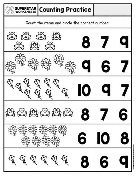  kindergarten counting worksheets superstar worksheets