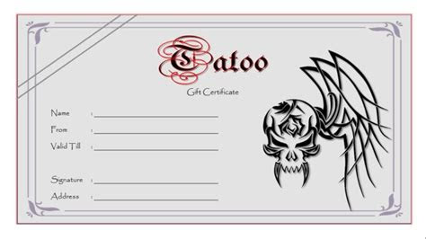  tattoo gift certificate template free 7 coolest designs fresh