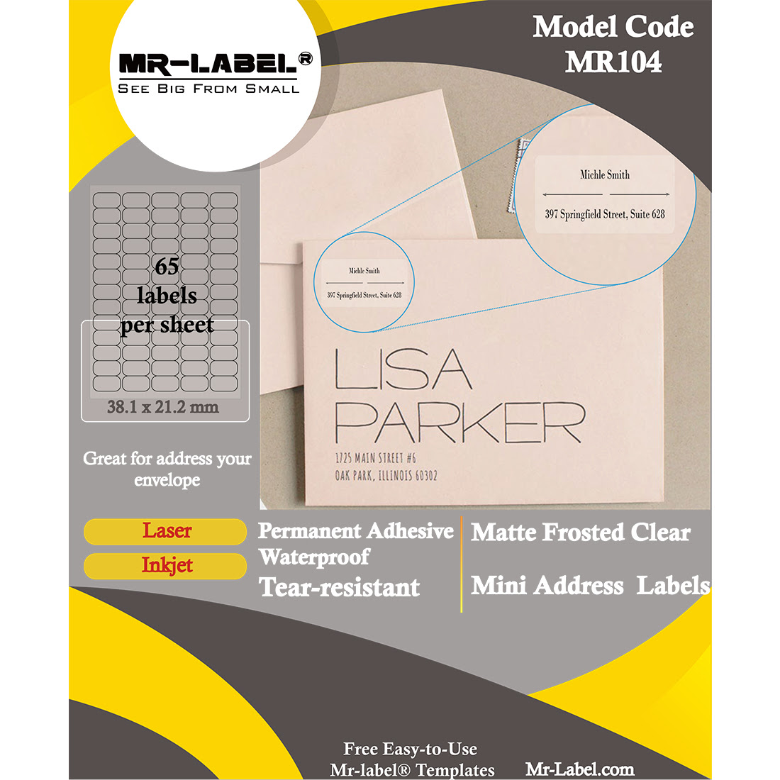 Mr-Label 38.1 x 21.2mm Translucent Mini Return Address Labels ...