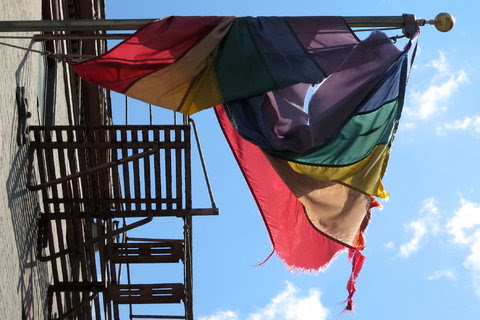 A rainbow flag still hangs above the shuttered Rawhide bar in Chelsea.