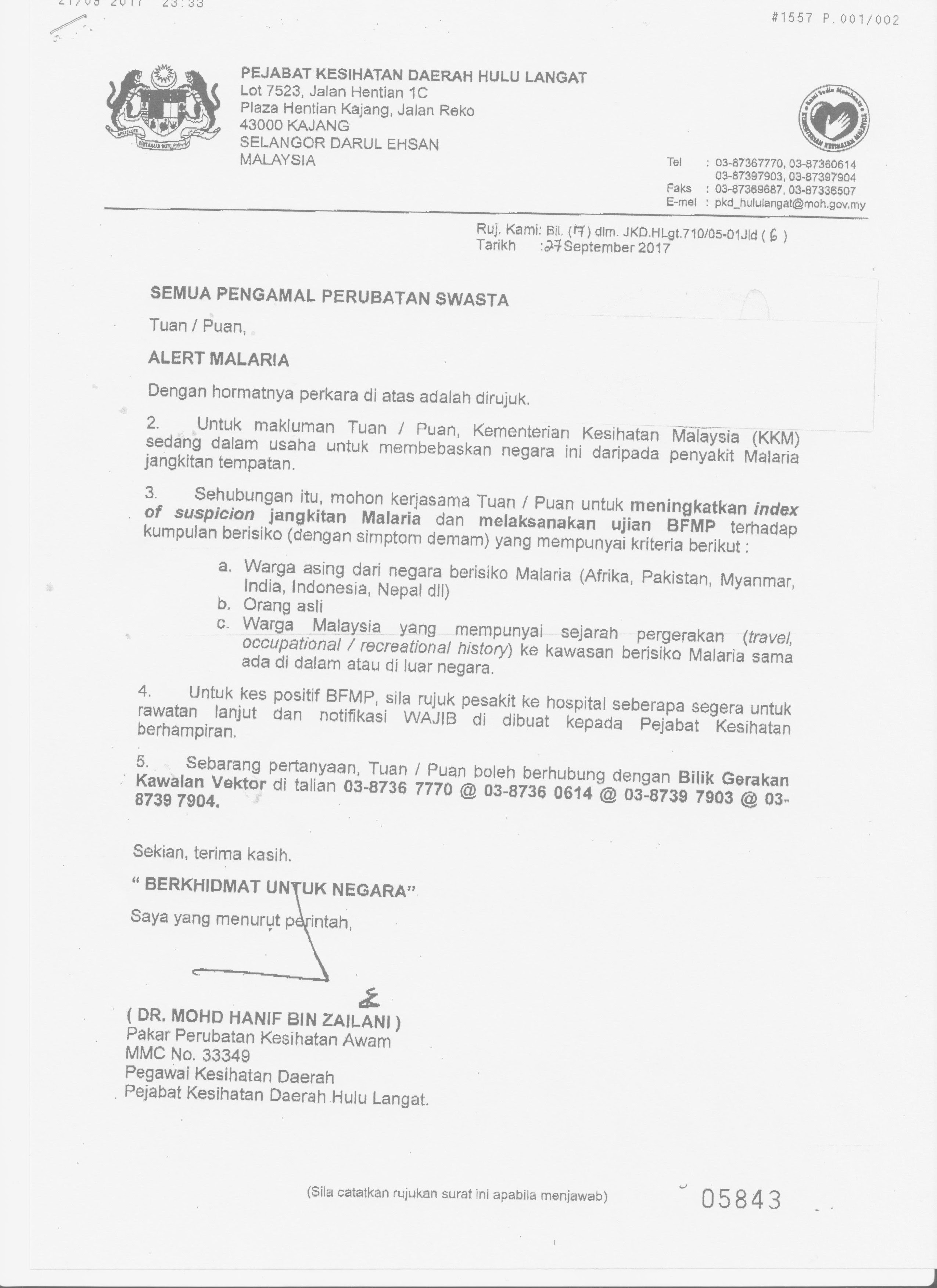 Contoh Surat Rujukan Ke Hospital Kerajaan