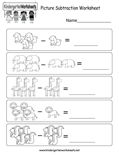  picture subtraction worksheet free kindergarten math worksheet for kids