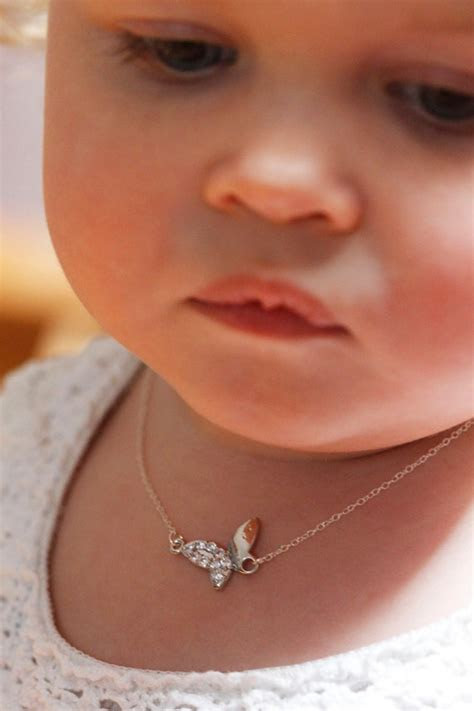 White gold can become dull and yellow over time. Child Necklace Butterfly Necklace Baby Necklace Girl