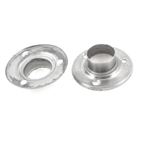 2 Pcs Closet Clothes Rod Flange Holder Socket Bracket Silver Tone 19mm