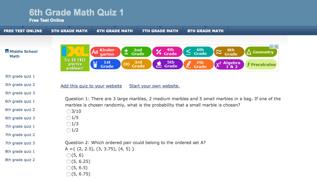 6th grade math worksheets, games, problems, and more!