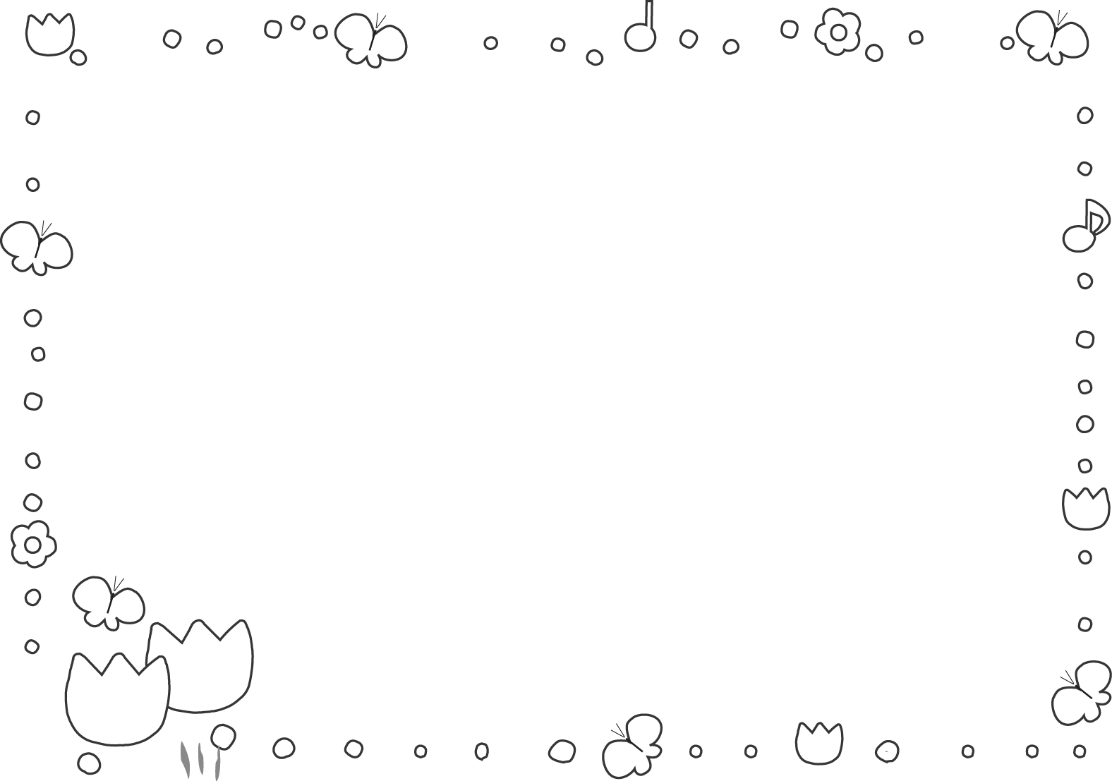 春のイラスト飾り枠 ライン無料イラスト素材