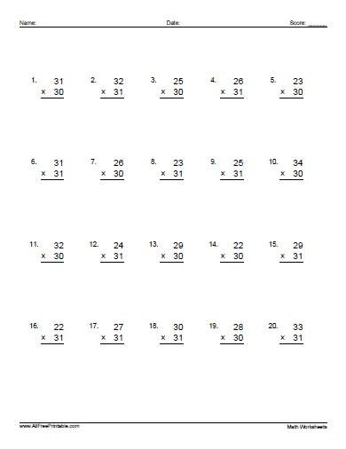 Two Digit Multiplication Worksheets | Free Printable