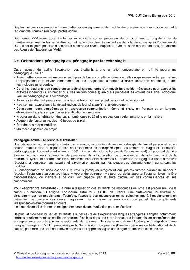 Dut génie biologique option diététique lettre de 