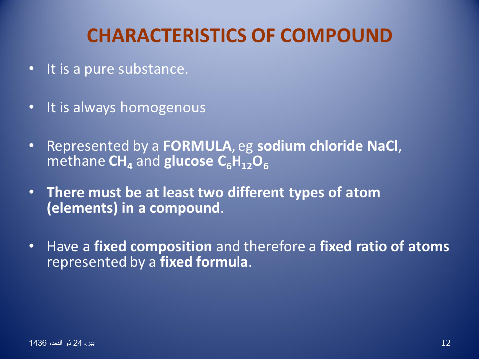Elements compounds and mixtures - Presentation Chemistry
