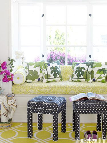 polka dot stools black and white citron yellow green decorating