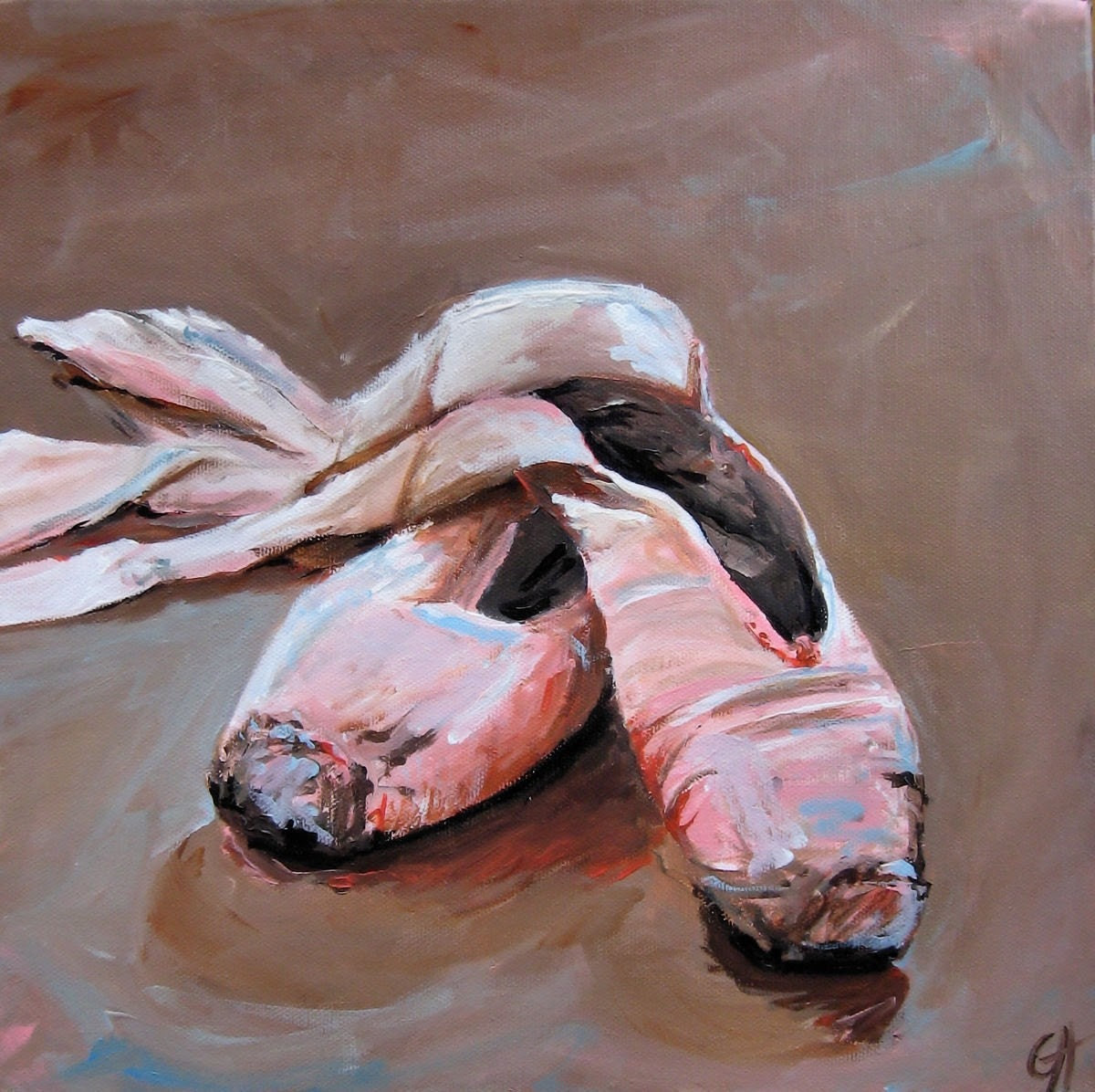 Ballet Shoes - Original Acrylic Painting - 12 x 12 on 1.5 inch gallery wrapped canvas