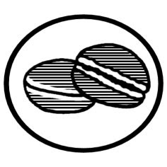どら焼き 和菓子 料理 ミニカット 無料 白黒イラスト素材