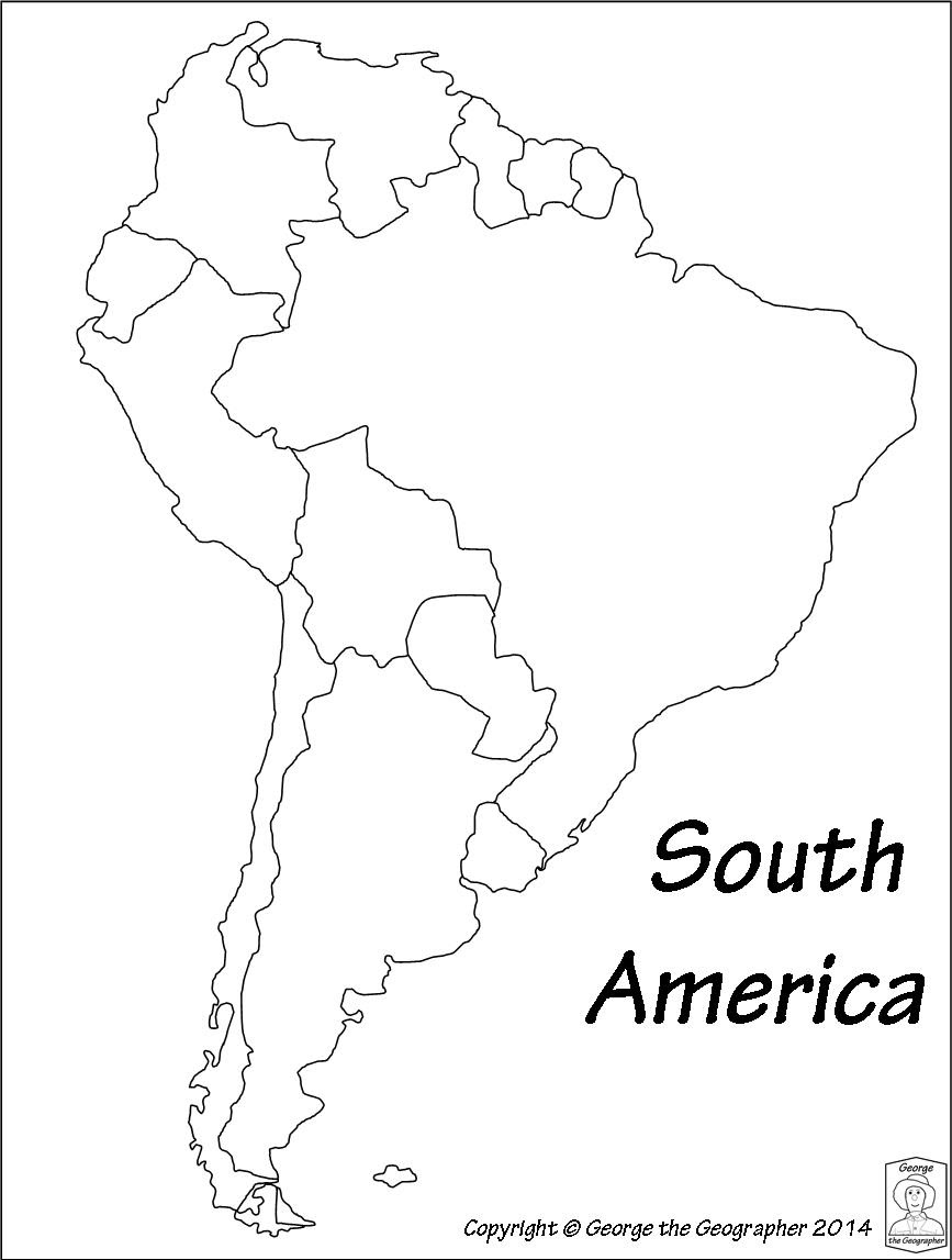 South America Countries Printables Map Quiz Game