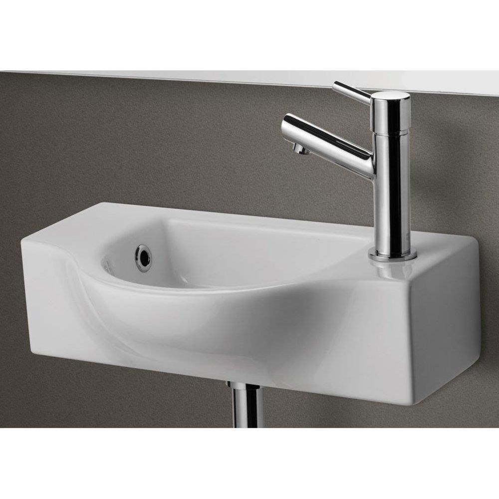 Alfi Brand White Porcelain Wall Mount Rectangular Bathroom Sink With Overflow Drain 1775 In X 10 In In The Bathroom Sinks Department At Lowes Com