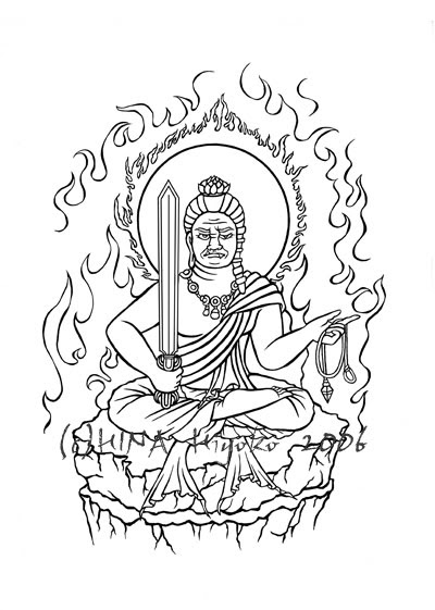 A 鳥 家 Atelier お仕事 やさしい写仏ぬり絵帖 ぬり絵13 不動明王