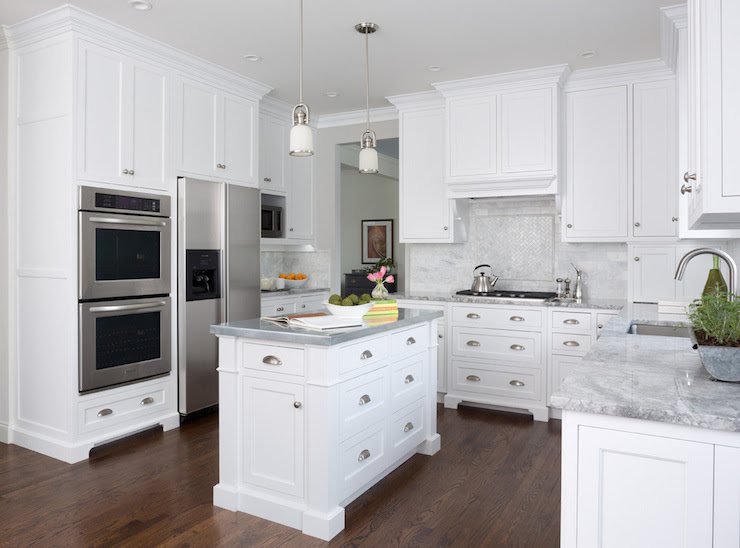 Super White Quartzite Countertops - Transitional - kitchen ...