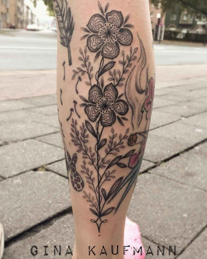 flower tattoo calf
