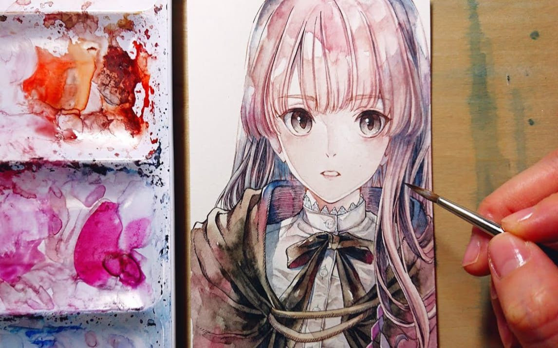 透明水彩 イラストメイキング Hexe Watercolor Painting 哔哩哔哩 Bilibili
