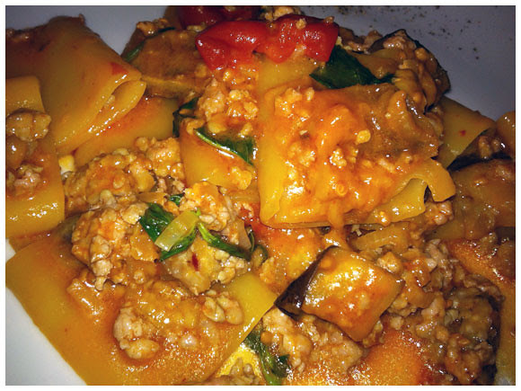 sausage and eggplant paccheri, Luigia - Geneva, Switzerland