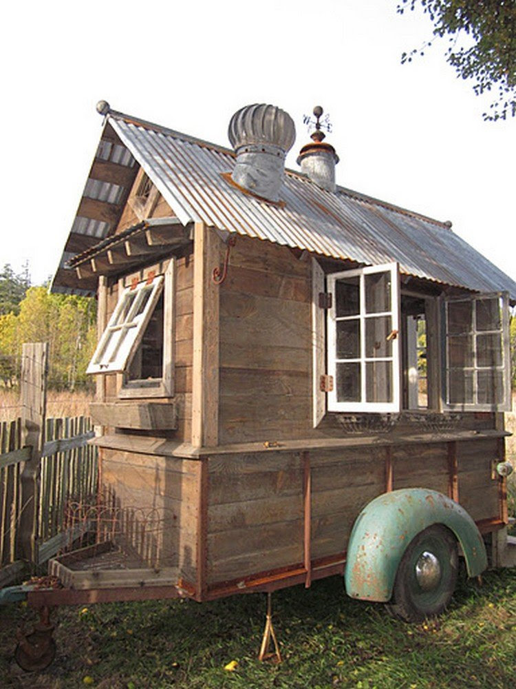 ... front: Bob Bowling Rustics' tiny sheds; barn converted to small home