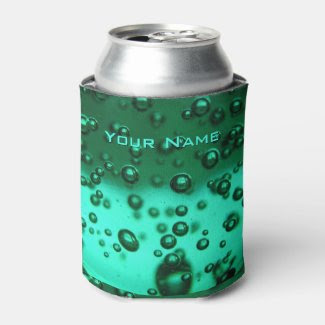 Green Bubbles Underwater Personalized Can Cooler