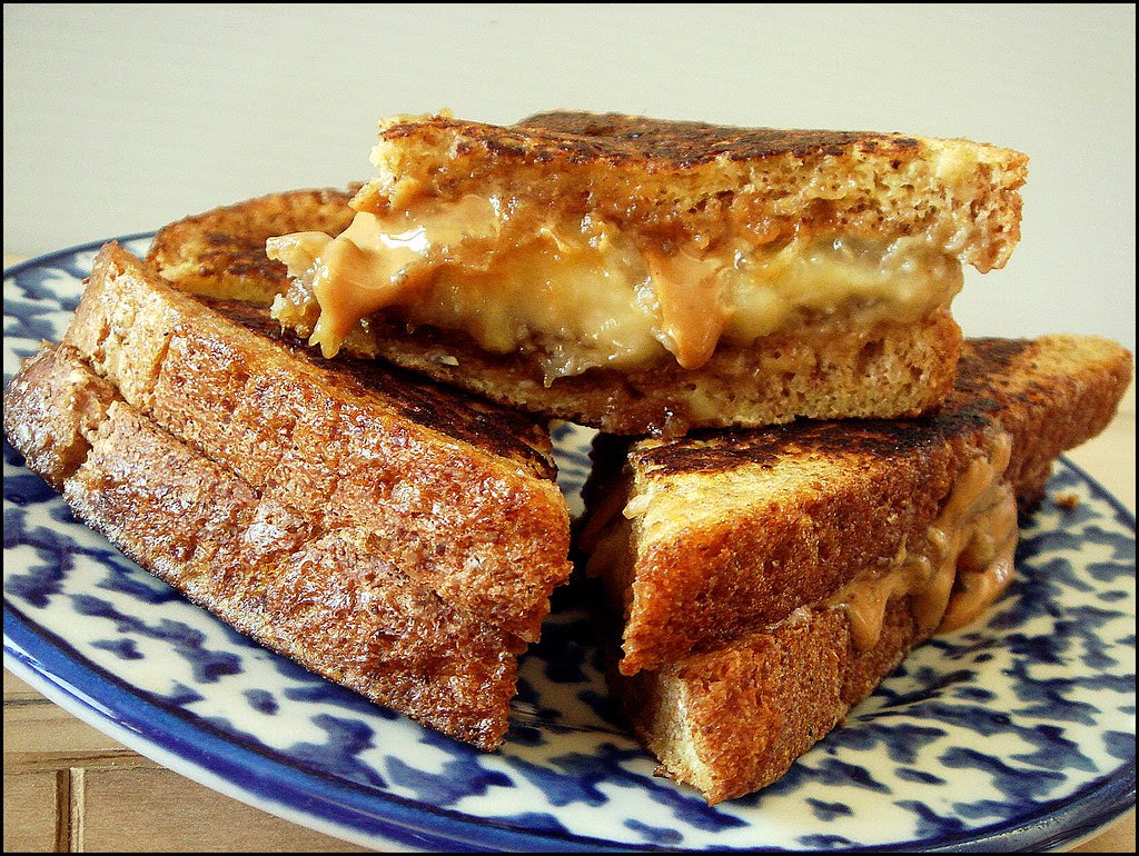 Grilled French Toast Peanut Butter & Caramelized Banana Sandwich