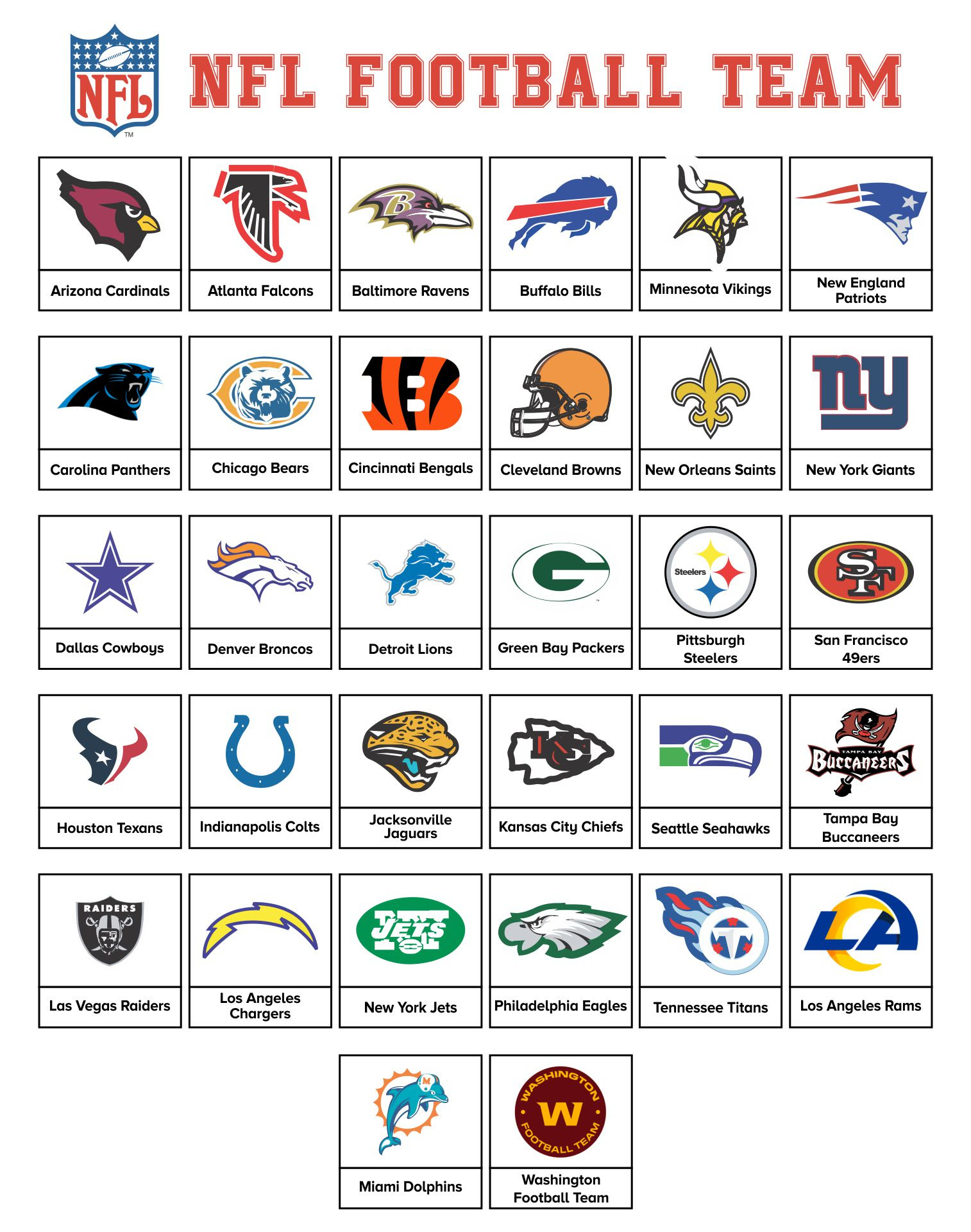 7 Best Images of NFL Football Logos Printable - NFL Football Team Logo