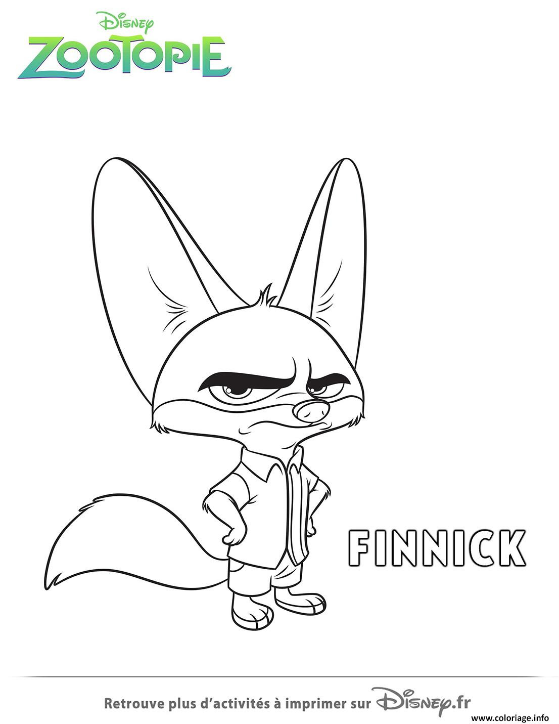 Coloriage Finnick De Zootopie Disney Dessin   Imprimer