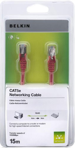  Belkin A3L791cp15MRDHS cable reseau CAT5e RJ45 male/male rouge 15 m
