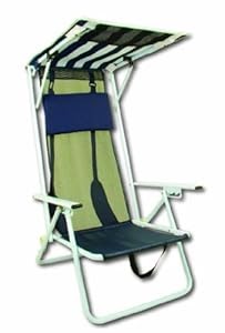 Shade Beach Chair With Canopy - MyCanopy Personal Sun Protection Clamp on Canopy - Features three reclining positions and adjustible pillow.