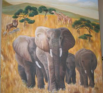African Safari (2004/acrylic/4' x 4')