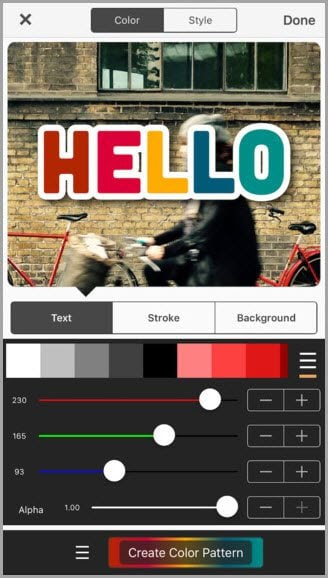 phonto create color pattern for instagram apps