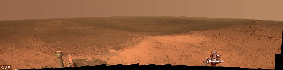 This Jan. 6, 2015 panorama provided by NASA of a 'Marathon Valley' was taken by the NASA rover Opportunity.