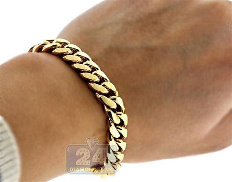 Get free delivery on everything* . Solid 10K Yellow Gold Miami Cuban Link Mens Bracelet 10mm 9"