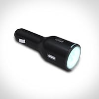 USB Car Charger and Portable Flashlight In-One - Auto Charger Allows Your to Charge Your iPhone, iPod, Droid, Blackberry, or Other USB Powered Device Through Your 12V Cigraette Lighter Socket - Internal Battery Allows You to Use the Built-in LED Flashlight or Blinking Light Feature Without Being Plugged In