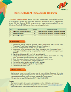 Lowongan Kerja di PT BUMN PT. Nindya Karya (Persero), Agustus 2017
