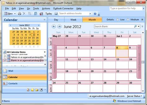  outlook calendar blank