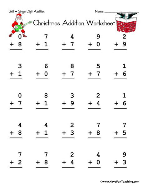 Award winning educational materials designed to help kids succeed. christmas single digit addition worksheet have fun teaching