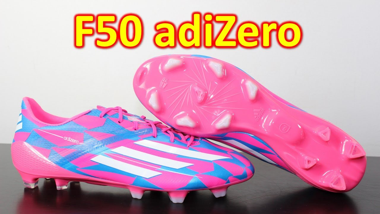 Adidas F50 adizero 2014 Neon Pink/Solar Blue - Unboxing + On Feet - YouTube