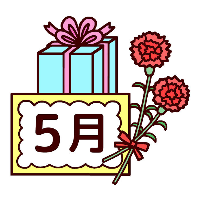 母の日 カラー 5月タイトル無料イラスト 春の季節 行事素材
