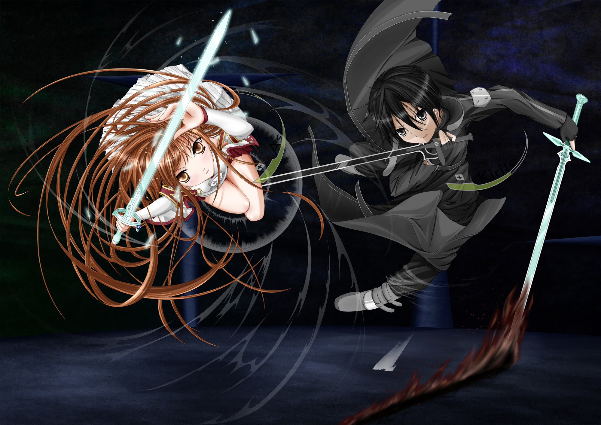Kirito Sword Art Online Dual Swords Wallpaper 17782 Loadtve