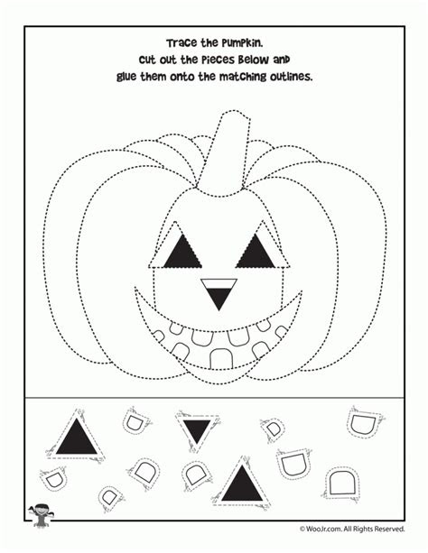  preschool halloween worksheets tracing cutting matching woo jr