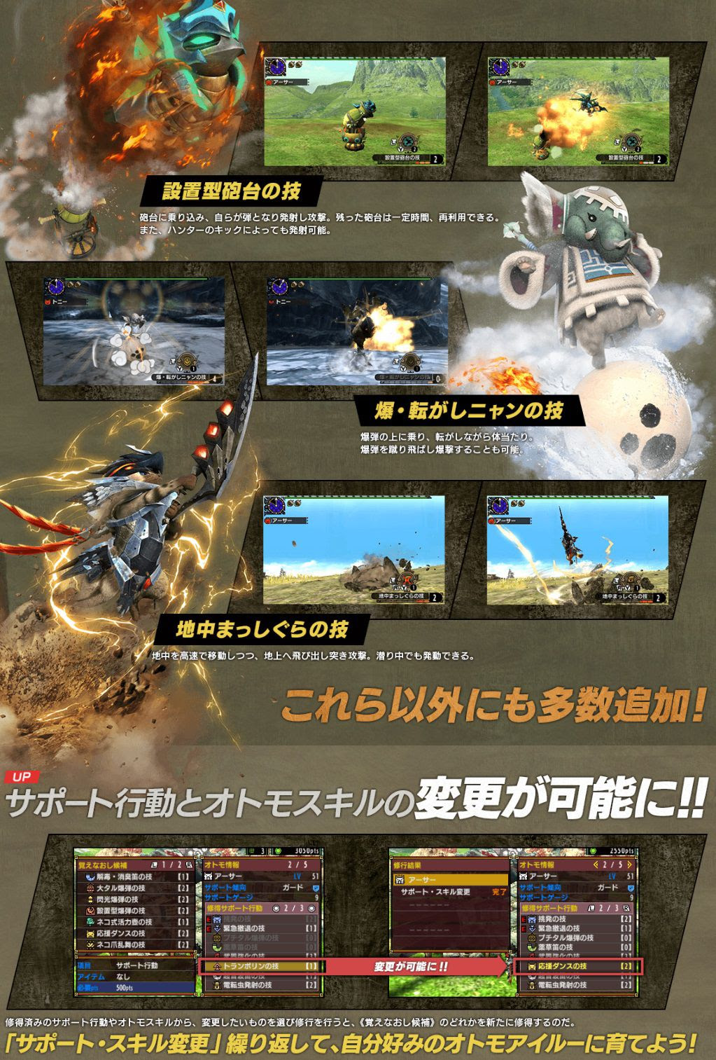 モンハンダブルクロス Mhxx のニャンターの新たなサポート行動が発表 サポート行動 オトモスキルの変更も コンシューマゲームファン