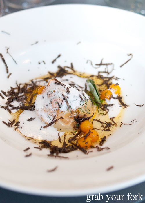 pumpkin ravioli with fresh truffle at dieci e mezzo canberra