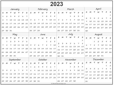  yearly calendar 2023 printable free free printable online