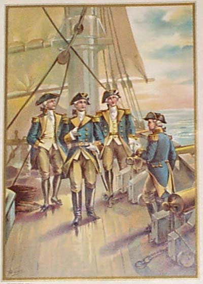 107nav: Revolutionary War Navy Uniforms. Color lithographed print ...