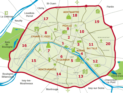 map of paris monuments