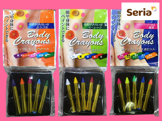 100円図鑑 セリア ボディクレヨン5色セット 全3種